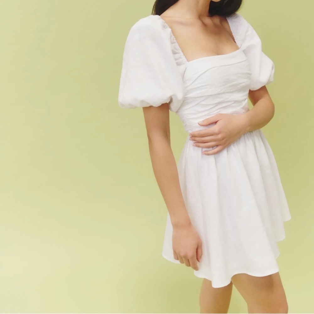 EUC 100% Linen Reformation Zula White Dress Size 2